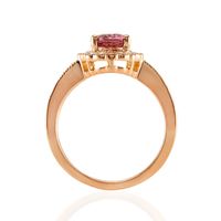 1.69 Ct. Reddish Pink Sapphire and Natural Diamond Pave Ring, 14K Rose Gold Image